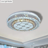 Modern White Crystal Flush Mount Ceiling Light With Led And Trellis/Flower Cut Design