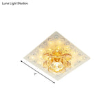 Modern White Crystal Flush Mount Led Ceiling Lamp With Lotus Blossom Design In Warm/White Light