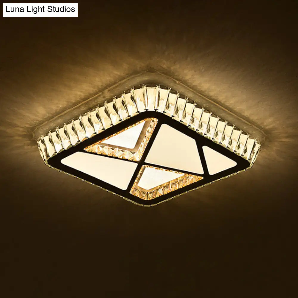 Modern White Crystal Led Ceiling Flush Light For Bedrooms