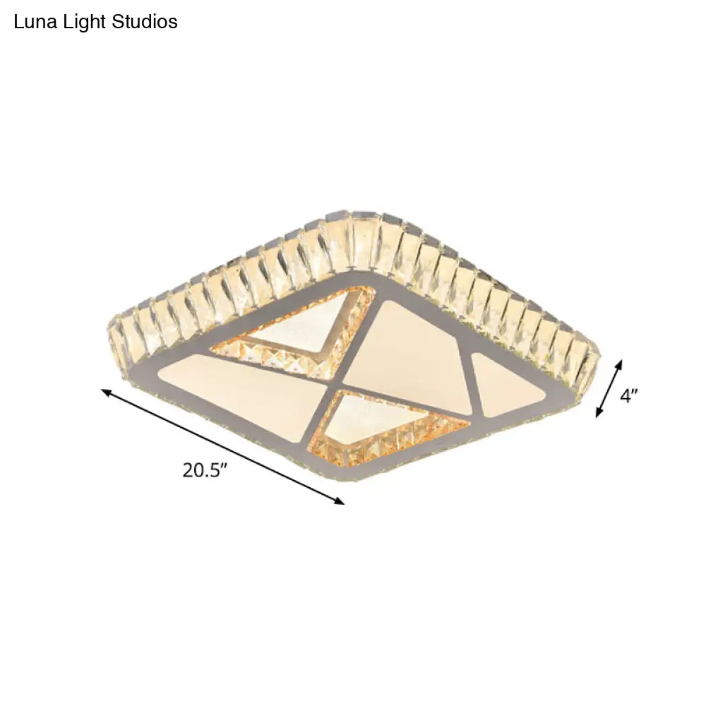 Modern White Crystal Led Ceiling Flush Light For Bedrooms