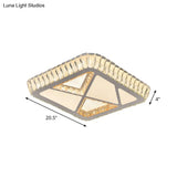 Modern White Crystal Led Ceiling Flush Light For Bedrooms