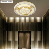 Modern White Crystal Led Flush Mount Lamp For Living Room With Flower-Like Design
