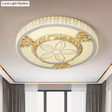 Modern White Crystal Led Flush Mount Lamp For Living Room With Flower-Like Design