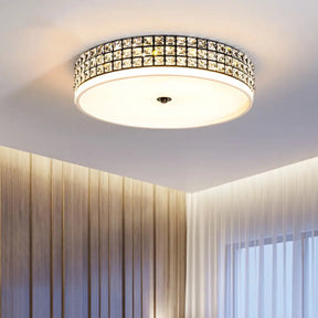 Modern White Crystal Led Round Flushmount Ceiling Light - 16’/19.5’ Wide / 16’
