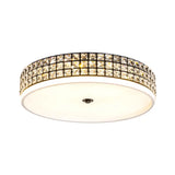 Modern White Crystal Led Round Flushmount Ceiling Light - 16/19.5 Wide