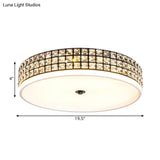 Modern White Crystal Led Round Flushmount Ceiling Light - 16’/19.5’ Wide