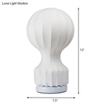 Modern White Curved Desk Lamp - Small Fabric Table Light For Living Room