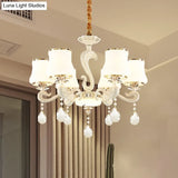 Modern White Curved Opal Glass Bedroom Chandelier Light With 6 Bulbs
