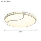 Modern White Cut Crystal Led Flush Mount Bedroom Light Fixture Circular Design Multiple Sizes