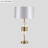 Modern White Desk Lamp For Dining Room With Fabric Shade
