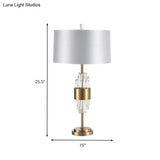 Modern White Desk Lamp For Dining Room With Fabric Shade