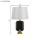 Modern White Desk Lamp With Geometric Marble Column - 1-Light Table Light