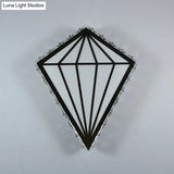 Modern White Diamond Led Wall Sconce With Crystal Deco - Warm/White Light