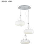 Modern White Doughnut Pendant Lamp: Led Metal Ceiling Light For Dining Room
