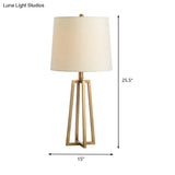 Modern White Drum Fabric Desk Lamp With Gold Metal Base - 1 Head Table Light
