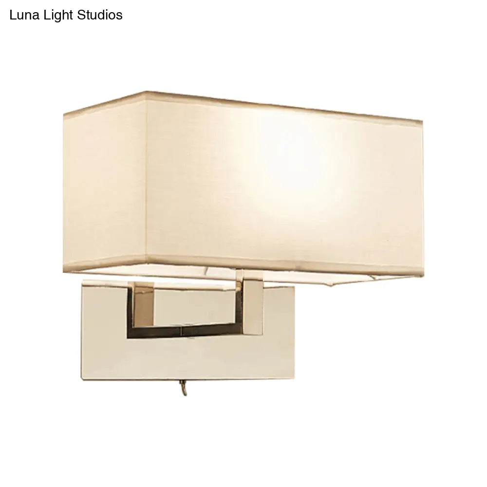 Modern White Fabric Led Wall Sconce For Bedroom Lighting