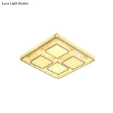 Modern White Faceted Crystal Square Led Ceiling Light For Bedroom