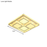 Modern White Faceted Crystal Square Led Ceiling Light For Bedroom
