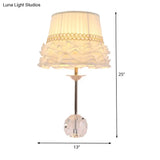 Modern White Flare Task Light Reading Lamp With Clear Crystal Ball Base