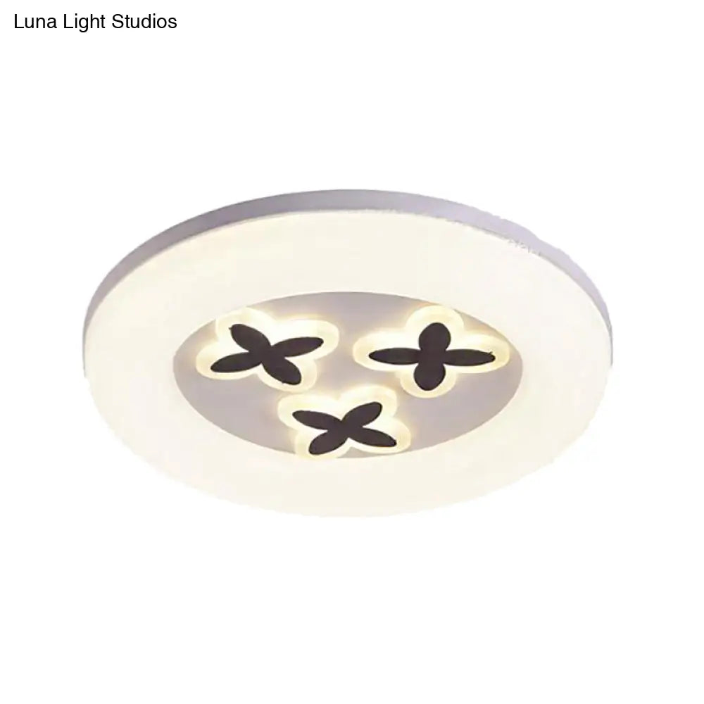 Modern White Flush Ceiling Light With Led And Acrylic For Corridor Bedroom