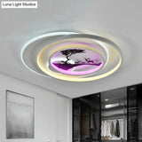 Modern White Flush Light Fixture: Led Acrylic Flushmount Lamp With Elegant Patterns - Flower Deer
