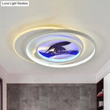 Modern White Flush Light Fixture: Led Acrylic Flushmount Lamp With Elegant Patterns - Flower Deer