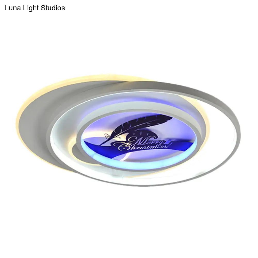 Modern White Flush Light Fixture: Led Acrylic Flushmount Lamp With Elegant Patterns - Flower Deer