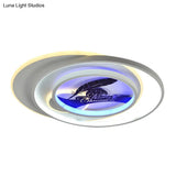 Modern White Flush Light Fixture: Led Acrylic Flushmount Lamp With Elegant Patterns - Flower Deer