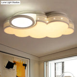 Modern White Flush Mount Led Ceiling Lamp For Baby Room – Cloud Acrylic Metal Light Fixture