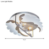 Modern White Flush Mount Led Ceiling Light With Bird Design For Adult Bedroom