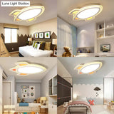 Modern White Flush Mount Spaceship Ceiling Light For Game Rooms
