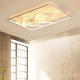 Modern White Geometric Flush Mount Led Ceiling Light Fixture In White/Warm - 34.5/39 Wide