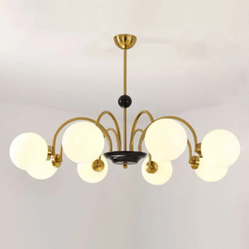 Modern White Glass Chandelier For Bedroom Lighting 8 / Gold