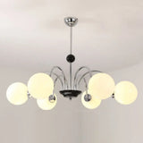 Modern White Glass Chandelier For Bedroom Lighting 8 / Silver