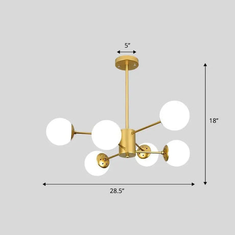 Modern White Glass Chandelier With Burst Design Suspension Light 6 / Gold