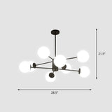 Modern White Glass Chandelier With Burst Design Suspension Light 8 / Black
