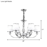Modern White Glass Cone Hanging Chandelier - 3/6 Lights In Chrome