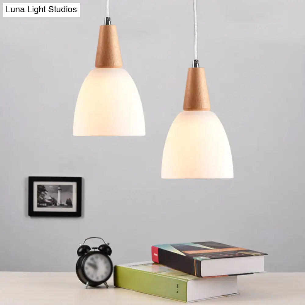Modern White Glass Cone Pendant Ceiling Lights For Restaurants - Hanging Lighting