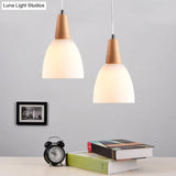 Modern White Glass Cone Pendant Ceiling Lights For Restaurants - Hanging Lighting