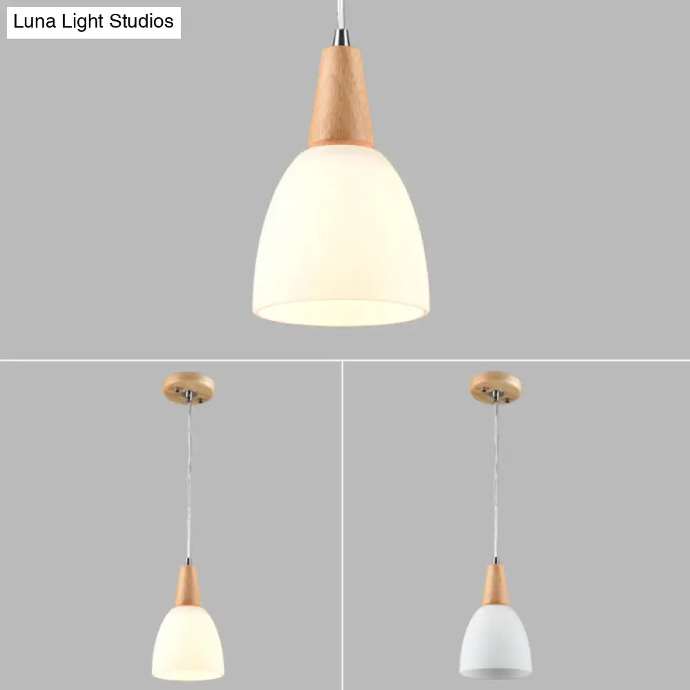 Modern White Glass Cone Pendant Ceiling Lights For Restaurants - Hanging Lighting