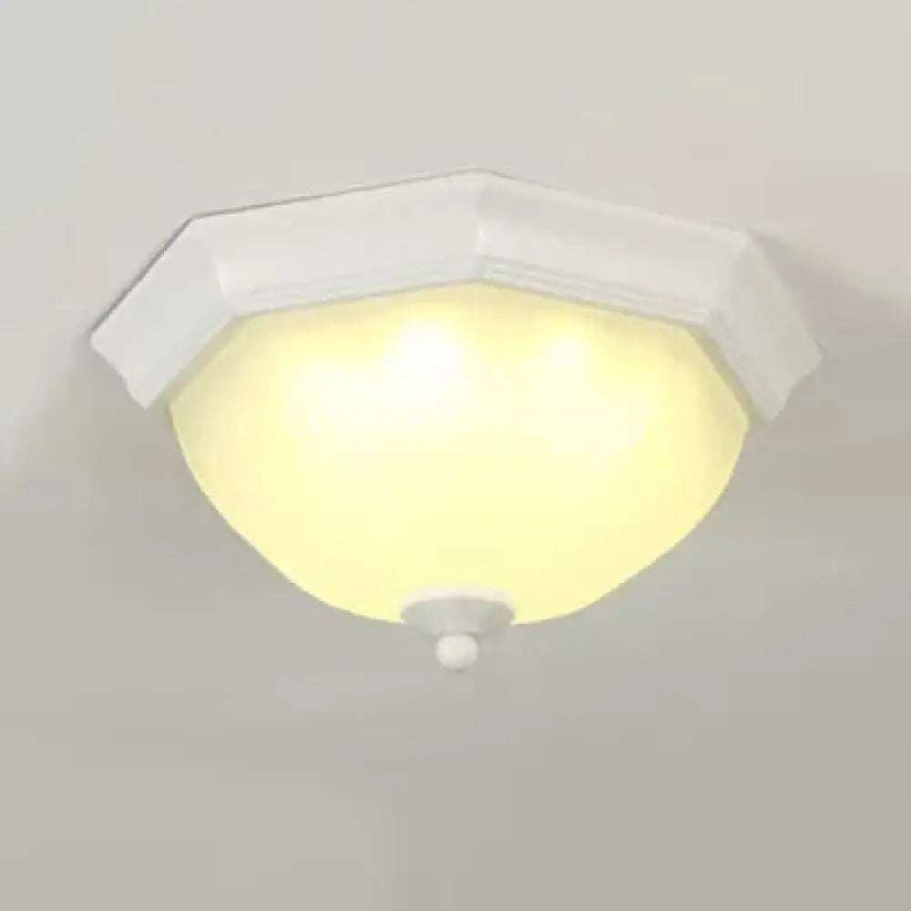 Modern White Glass Fluted Ceiling Mount Light For Porch / 12.5’