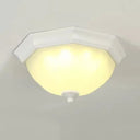 Modern White Glass Fluted Ceiling Mount Light For Porch / 12.5’