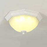 Modern White Glass Fluted Ceiling Mount Light For Porch / 12.5’