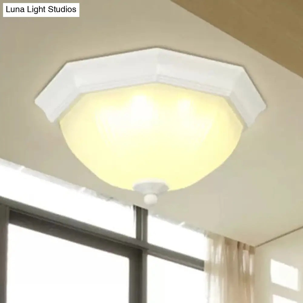 Modern White Glass Fluted Ceiling Mount Light For Porch