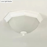 Modern White Glass Fluted Ceiling Mount Light For Porch