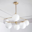 Modern White Glass Globe Chandelier - 6 Gold Heads Ceiling Light Fixture For Living Room
