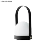 Modern White Glass Night Table Lamp With Metal Handle - Globe Task Light Design