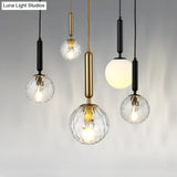 Modern White Glass Pendant Lamp For Bedroom - Globe Hanging Ceiling Light
