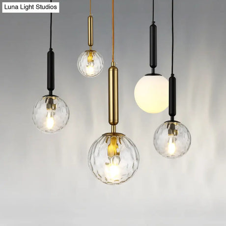 Modern White Glass Pendant Lamp For Bedroom - Globe Hanging Ceiling Light