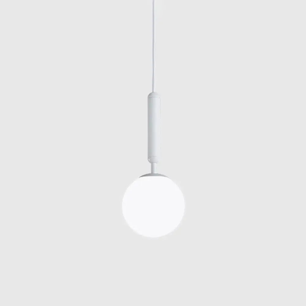 Modern White Glass Pendant Lamp For Bedroom - Globe Hanging Ceiling Light / 6